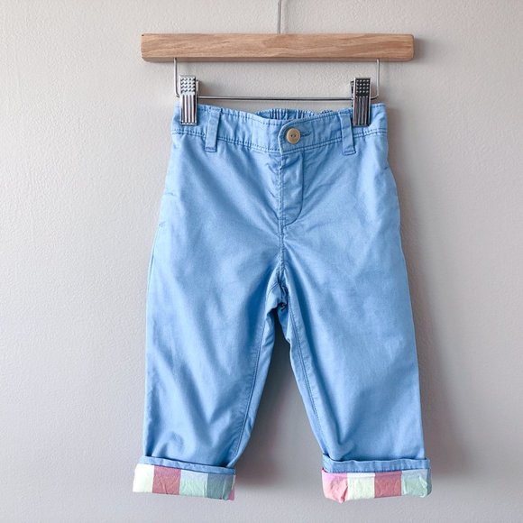 3/$15 GAP Light blue plaid-lined khaki pant baby boy 18-24m - Picture 5 of 16